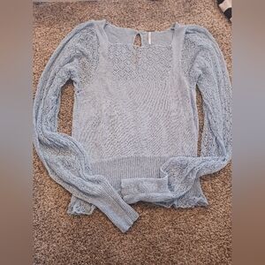 Free People Light Blue Lace Sweater
